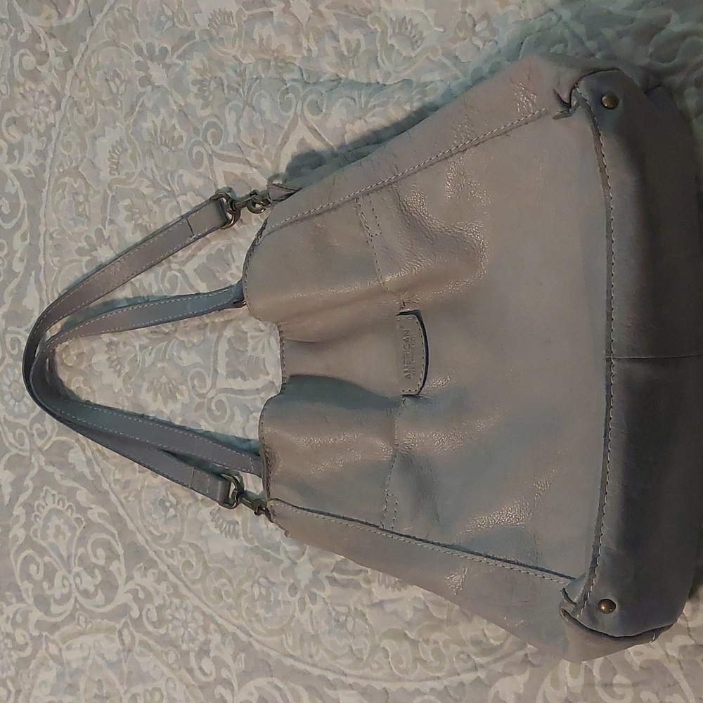 Vintage look,  light blue American leather women's purse